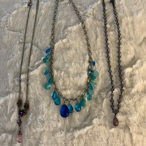 Delicate necklaces.Blue,purple and light purple.